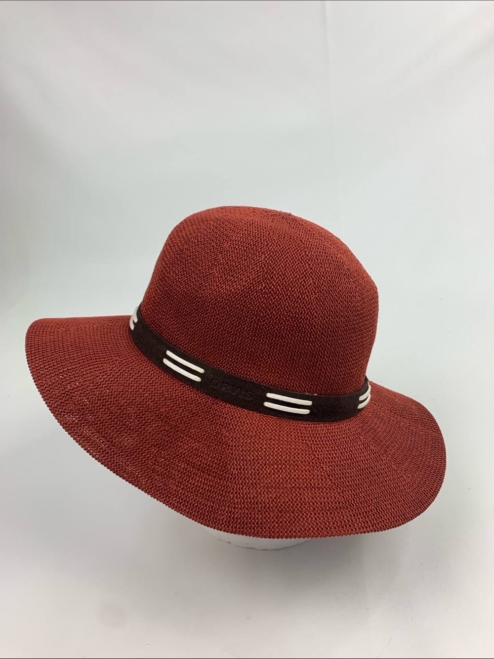 Orvis Rust brown Wide-Brim sun Hat & Dark Brown white Band Lightweight New - Picture 7 of 13